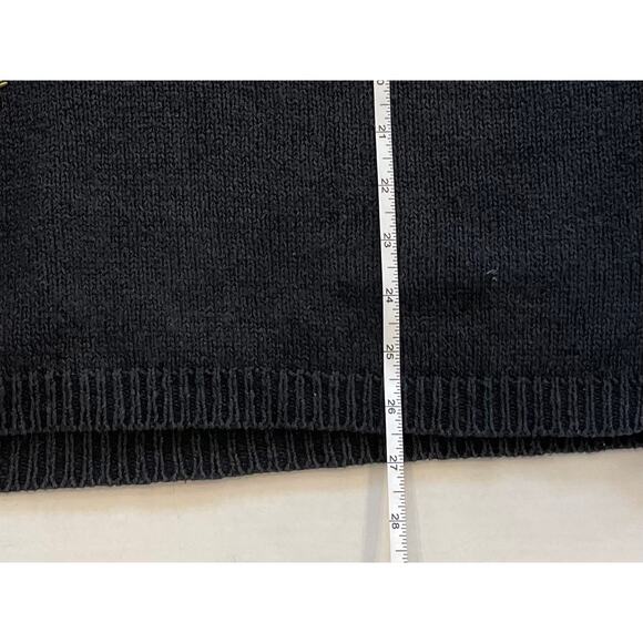 VTG Victoria Harbour Black Beaded V-Neck Holiday Sweater Gold Silver Bows M - Picture 8 of 10